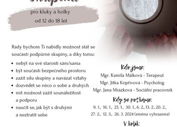 Podpůrné skupiny pro kluky a holky 12 - 18 let