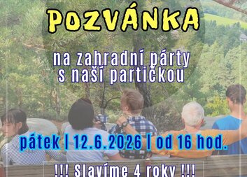 Pozvánka na zahradní párty s partičkou na spektru